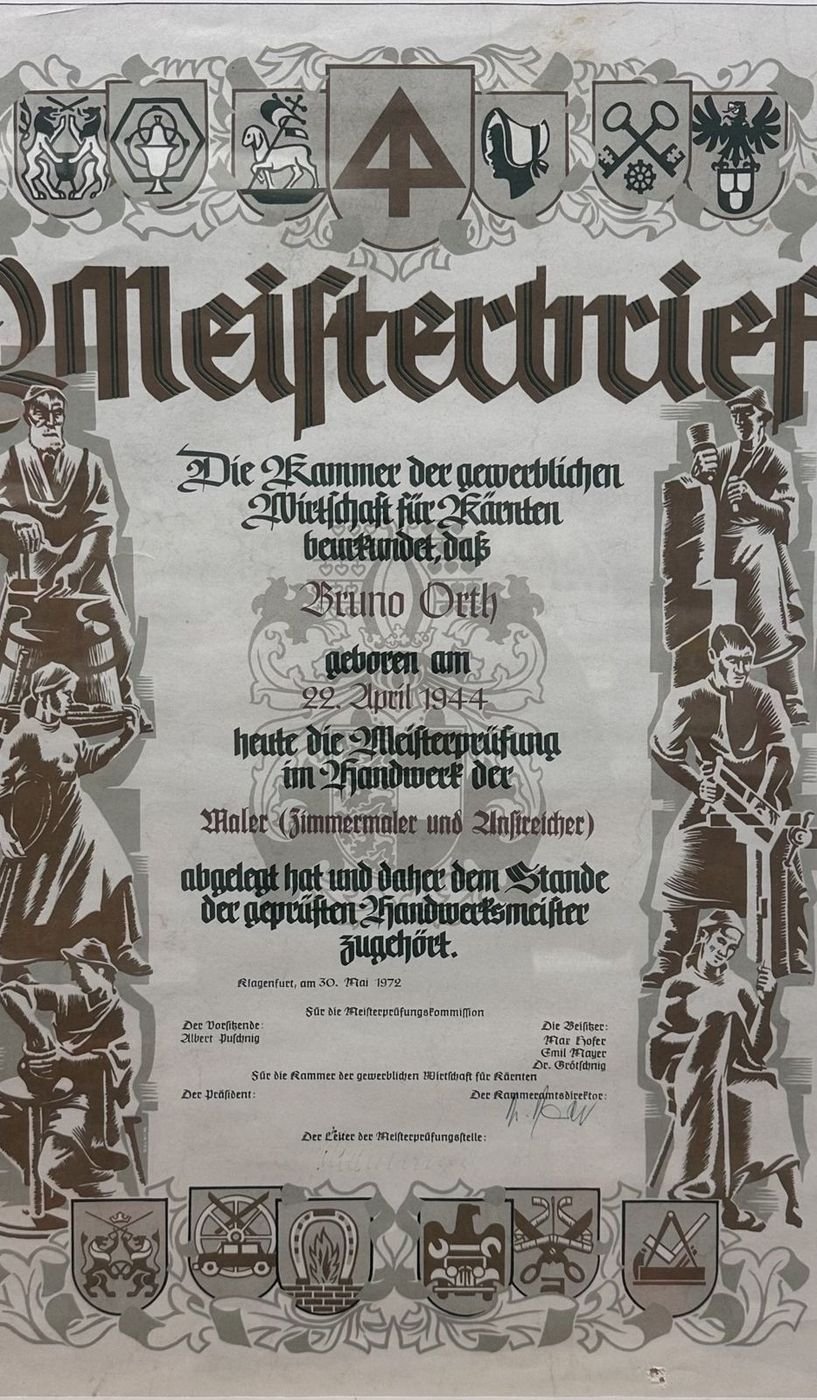Meisterbrief Bruno Orth